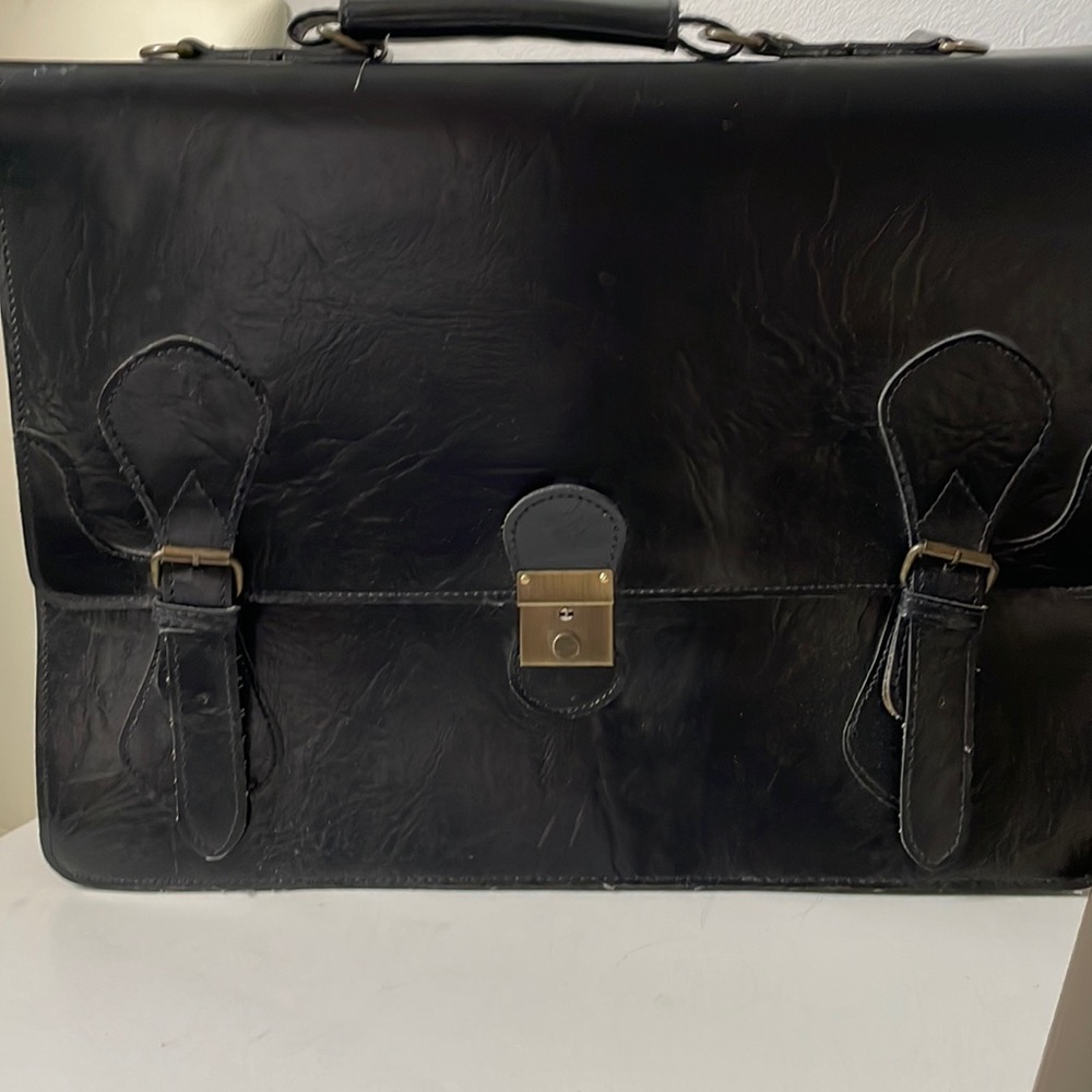 Black leather bag